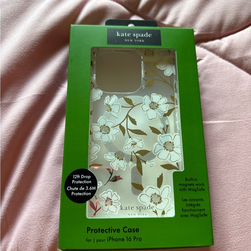 Kate Spade White and Gold Phone Case for Stylish Protection iPhone 16 pro